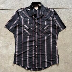 ELY Cattleman Vintage 90s Pearl Snap Button Up Short Sleeve Shirt Sz Large